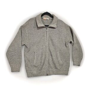 Vtg Oster Cardigan Sweater Mens 40 Large Knit Wool Blend Casual Full Zip Tan